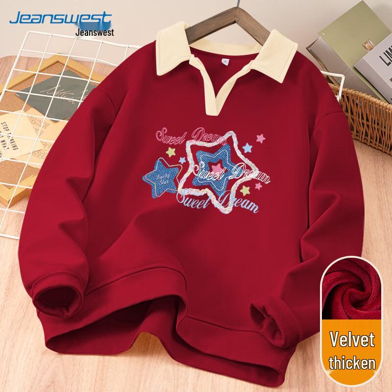 JEANSWEST Damen Fleecegefüttertes Sweatshirt mit Polokragen