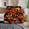 Firefighter Fireman Rescue Truck Helmet Hydrant Badge Print Fabric PanelBlanket Flannel Throw Blanket for Sofa, Bed, Travel, Camping, Office
