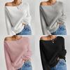 Autumn/Winter Off-Shoulder Knit Sweater - Loose Fit, Pure Color, Casual Style
