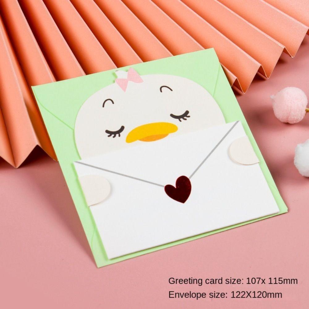 6PCS Bear Rabbit Blessing Thank Envelope Ins Cartoon Greeting Card Valentine's Day Gifts
