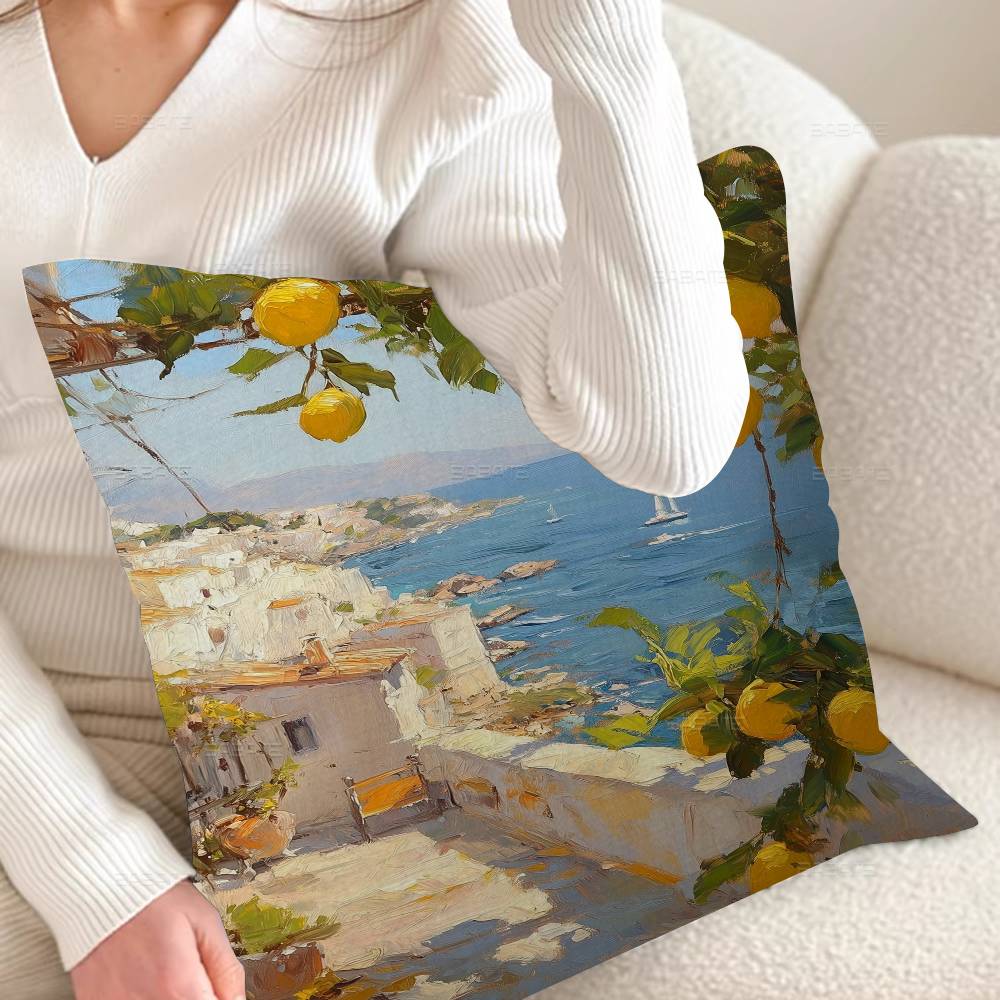 Capri Lemons Wall Art La Dolce Vita Personalized Pillow Cover Kids Bedroom Wild Party Decor Pillowcase Kid Birthday Shower Gift