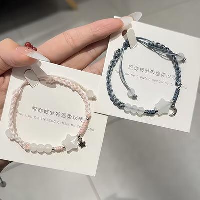 Schattig Uniek Stijlvol Koppel Handtouw Voor Vrouwen Mannen Delicaat Chinese Stijl Ster Handgeweven Armband Sieraden Accessoires Cadeaus