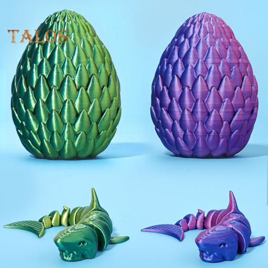 1 Zestaw Figurka Rekina Drukowana 3D Ruchome Stawy Rekin Zabawka Fidget Jajo Rekina z Artykułowanym Rekinem w Środku Dekoracja na Biurko Ornament