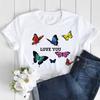 Butterfly Love Heart Print T Shirt Women Fashion Black T Shirt Female Short Sleeve Cute Graphic Tee Shirts Ladies Summer Tops