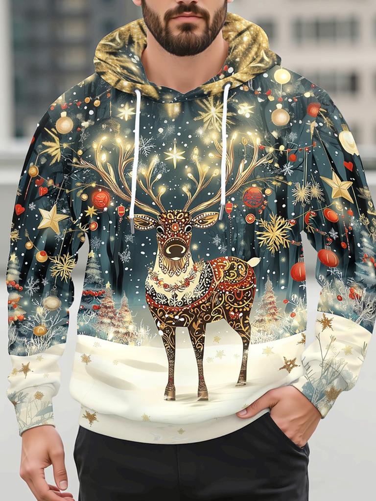 3D Printed Santa Claus Graphic Adult Hoodies Christmas Family Party Stylish Sweatshirts Reindeer Casual New Year Unisex Clothes