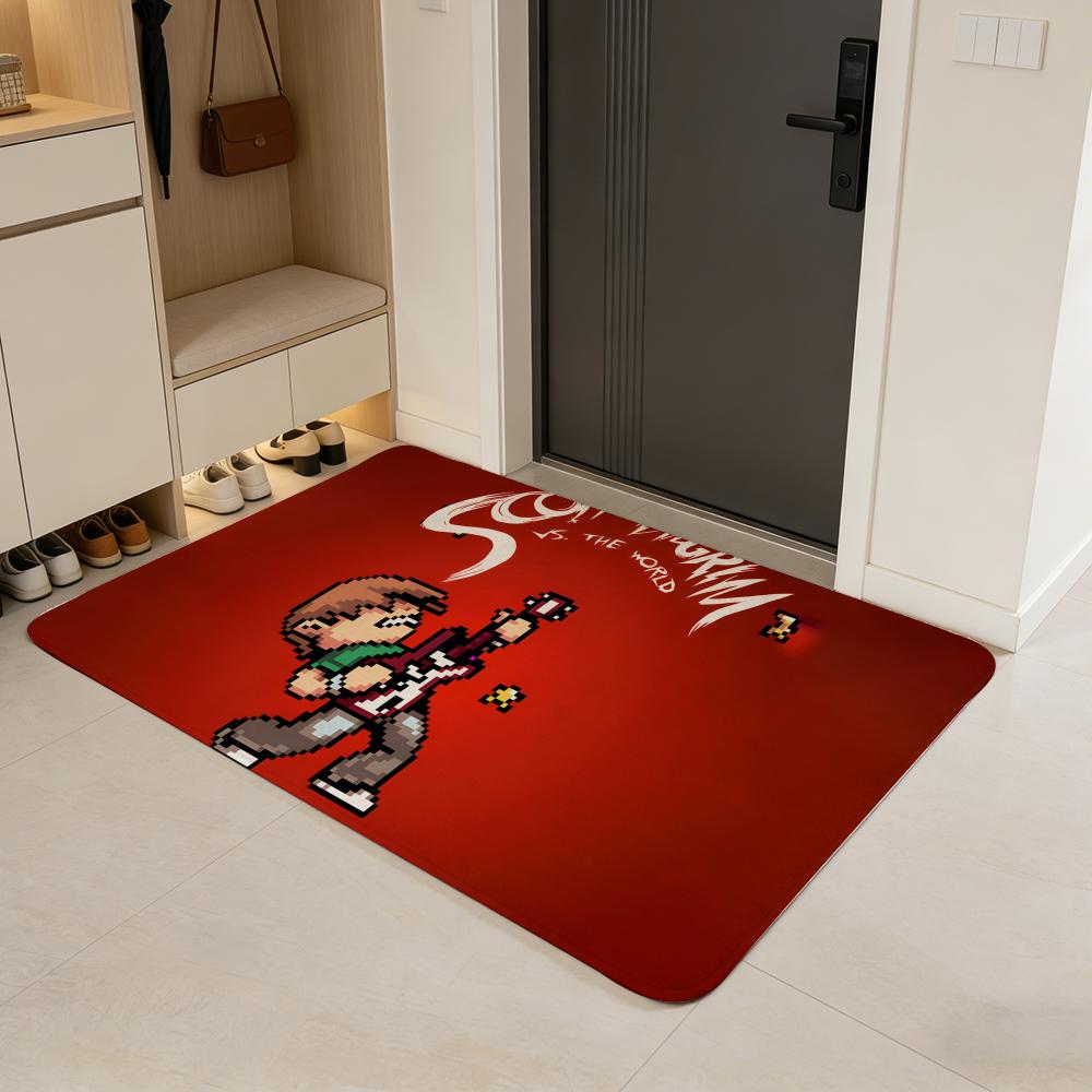 

comic S-Scott Pilgrim Floor Mat Flannel Door Mat Non-Slip Absorbent Washable Indoor Home Rug 40x60cm