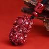 Natural Cinnabar Pixiu Pendant Necklace with Purple and Emperor Red Sand