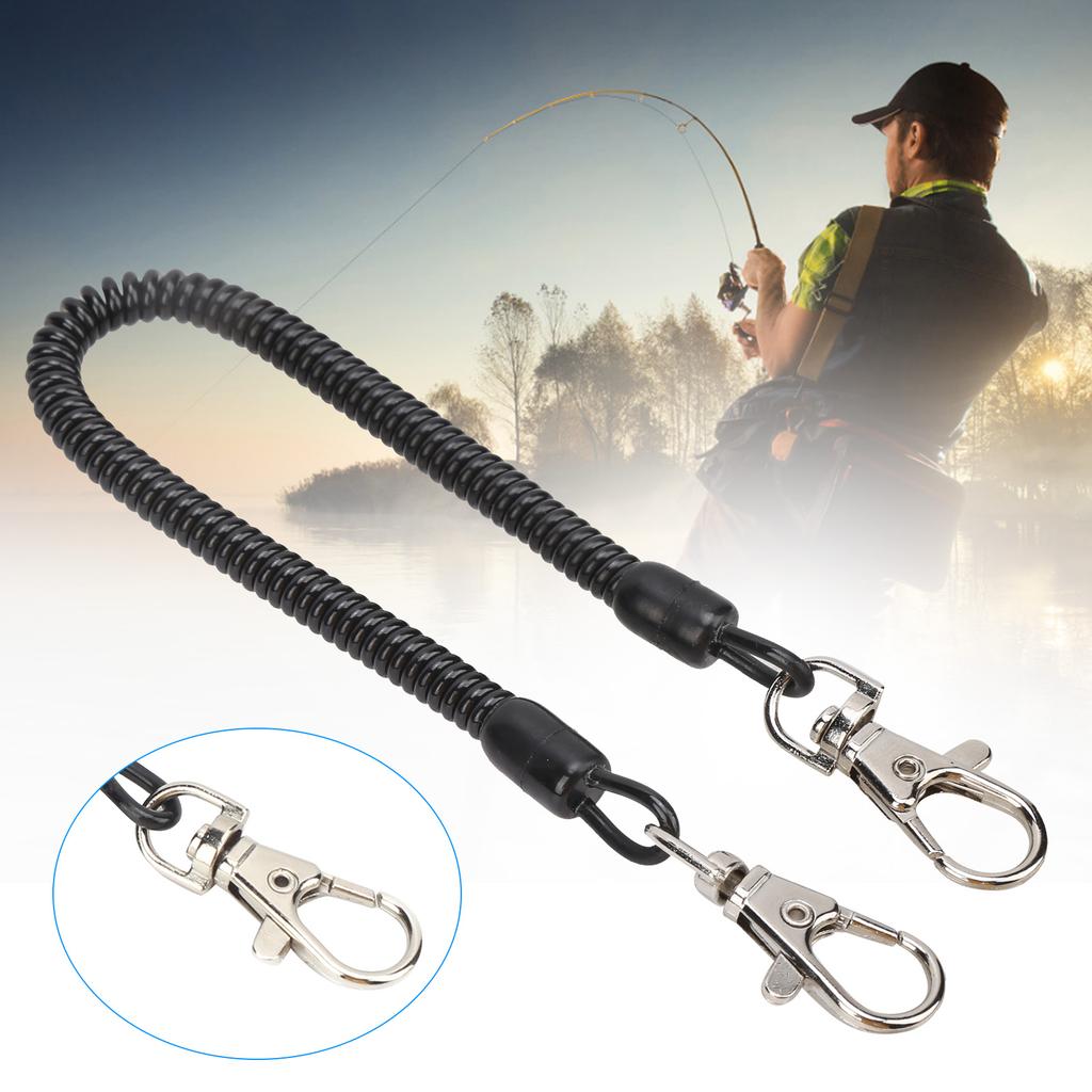 Fiske Spirallina Plast Camping Infällbart Säkerhetsrep Vajer med Karbinhakar