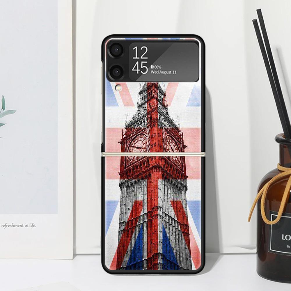 Union Jack England UK Flag Phone Case For Samsung Galaxy Z Flip 7 Flip7 Zflip 6 Flip6 5 Flip5 4 Flip4 3 Flip3 5G Fundas Black Co
