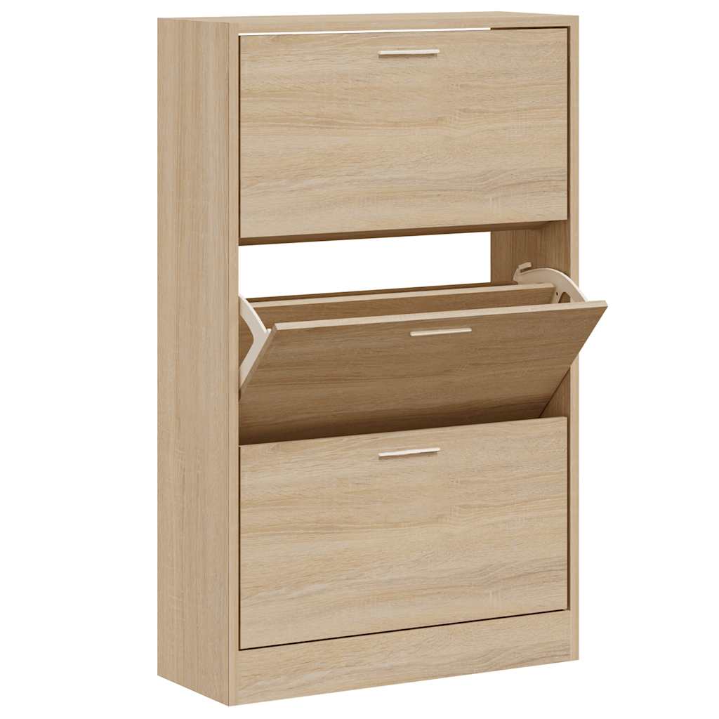 Shoe Cabinet in Sonoma Oak Finish 63 x 24 x 103 cm Particleboard