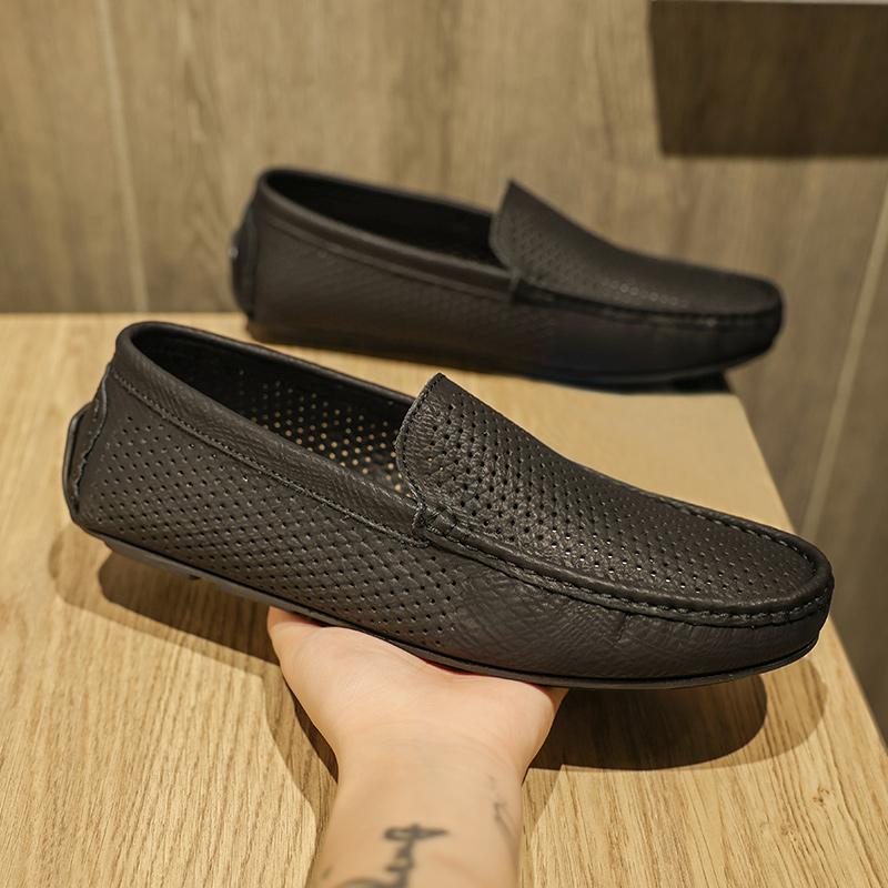 

Модные мокасины слипоны для ходьбы дышащие мужские лоферы горячая распродажа кожаные мужские повседневные туфли на мягкой подошве мужская деловая обувь 44 чёрный