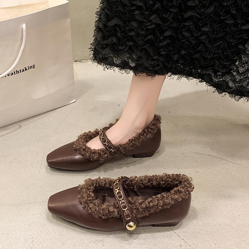 

Модные Новые Женские Осенне-Зимние Лоферы Теплые Домашние Уличные Плюшевые Повседневные Туфли Удобные Мягкие Нескользящие Туфли-Балетки Zapatos Mujer 40