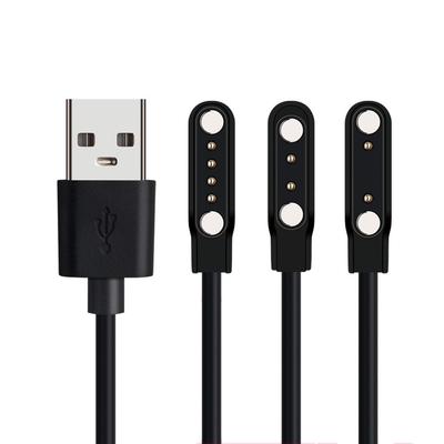 Universell 2-stifts 4 mm 7,62 mm 4-stifts Stark Magnetisk Laddningskabel USB Laddningslinje Sladd Svart Vit för Smartklockor