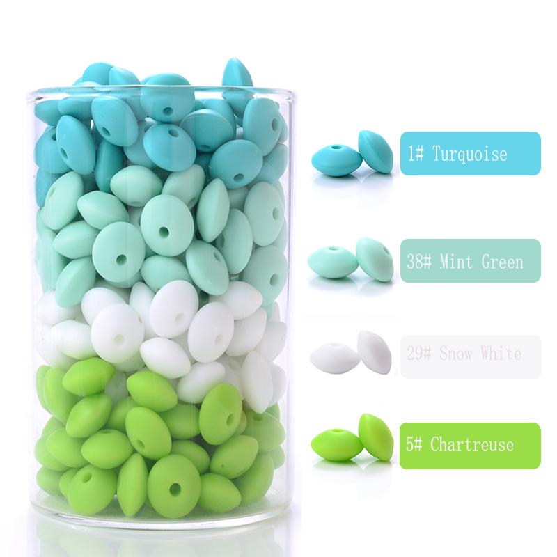 50pcs/lot 12mm Silicone Spacer Beads for DIY Charms Newborn Nursing Accessories Necklace Pacifier Chain Teething Toy BPA Free