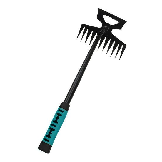 Weeding Rake Garden Hand Weeder with Long Handle 11 Teeth Weed Puller Rake for Precision Weeding Yard Lawn Farm Gardening зелёный