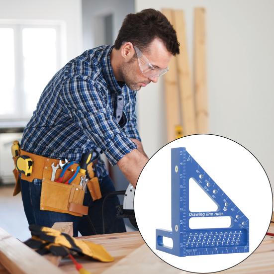 3D Multi-Angle Measuring Ruler High Precision Aluminum Alloy Triangle Ruler with 6-Hole Design Positioning