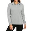 Women's Long Sleeve Button Down Color Blouse with Pockets and Side Slits Casual Collared Top