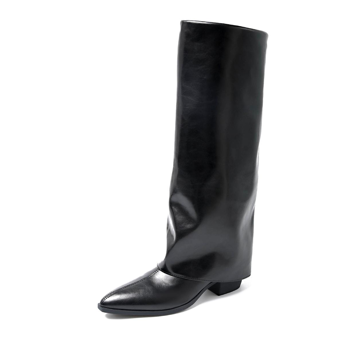 

Брюки и ботинки Осень Новые Остроносые Слипоны Мягкая подошва Нескользящие Износостойкие Туфли на блочном каблуке 42