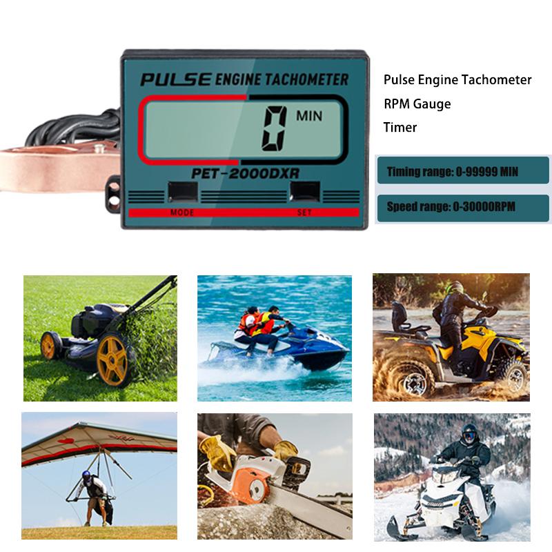 Universal Tachometer Chainsaw Tachometer Motorcycle Moto ATV Boat Engine Hour Meter Large Screen Display Pulse Speedometer