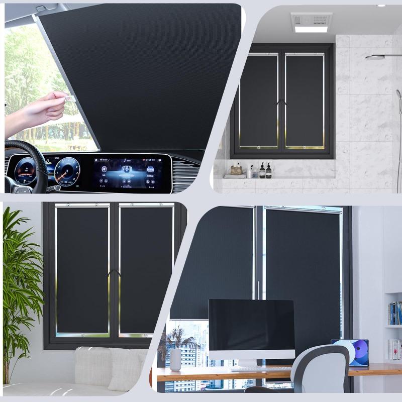 Heat-insulating Telescopic Sunshade - No-Drill Suction Cup Retractable Roller Curtain for Car Windshield Balcony Bedroom Kitchen