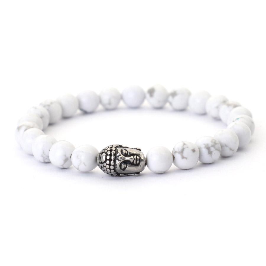 New One Buddha One Demon Beaded Men Bracelet Unfading Not Allergic Stainless Steel Natural Stone Braslet Homme Meditation Joias