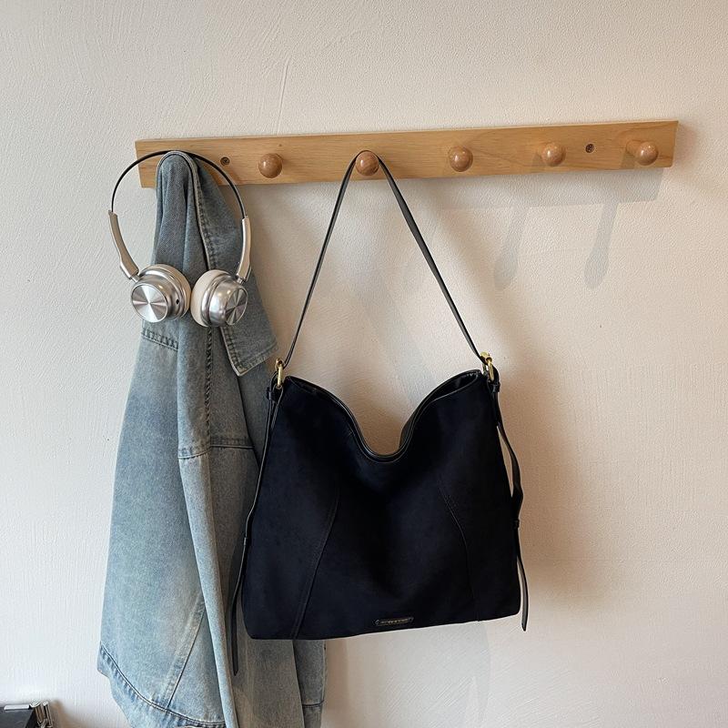 Wandering Mocha Suede Tote Bag Women's Early Autumn New Large-capacity Commuter Shoulder Messenger Bag