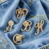 1PC Rhinestones Clothing Accessories Shirts Badge Gifts Lapel Pin Party Women's Brooches Dinner Letter Brooch Dress European A-Z