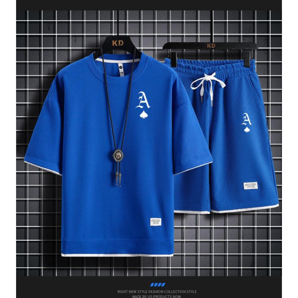 Modischer lässiger Herren-Sportanzug kurzärmeliges T-Shirt und Outdoor-Sommer-Sporthose zweiteiliges Set täglich lässig
