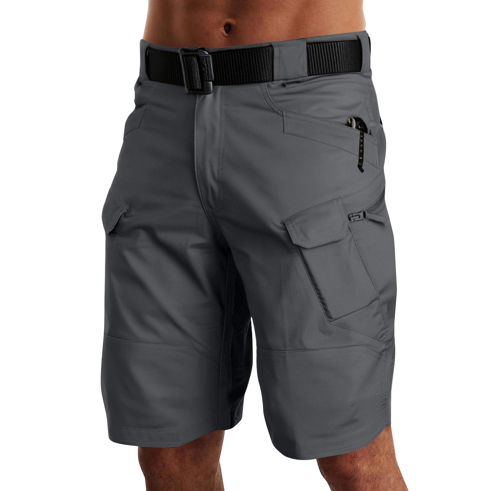 Men s Tactical Cargo Shorts with Belt, Lightweight Quick-Dry Outdoor Hiking Shorts, Multi-Pocket Design, Black M