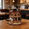 Artistic Equestrian Theme Drinking Cup Ceramic Coffee Mug With Flat 2D Print Horse Stable Pattern For Daily Use