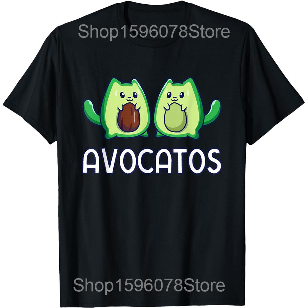 Funny Avogato Avocado Cat Vegan T Shirts Men Women Pure Cotton Humor Streetwear Tee Shirt Short Sleeve Unisex Loose Clothing