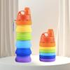 Collapsible Silicone Water Bottle 500ml Kids Outdoor Hiking Camping Sports Travel With Carabiner