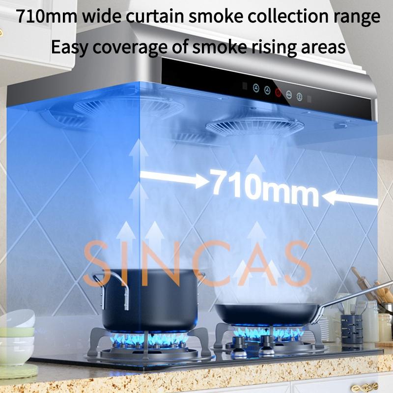 Ultrathin Range Hood For Kitchen Top Suction Dual Motor Strong Suction Force Kitchen Ventilator Energy Conservation Wide 710mm
