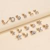Personality Temperament Asymmetrical Stud Earrings, Fashionable Diamond-Set Stars Moon Geometric Earrings Women