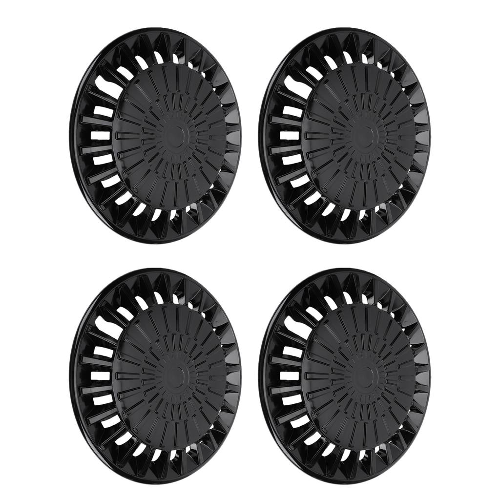4PCS R15 Hub Caps 15 Inch Thick ABS Stylish Wheel Rim Cover Hubcap Replacement for Fiat 500 Black