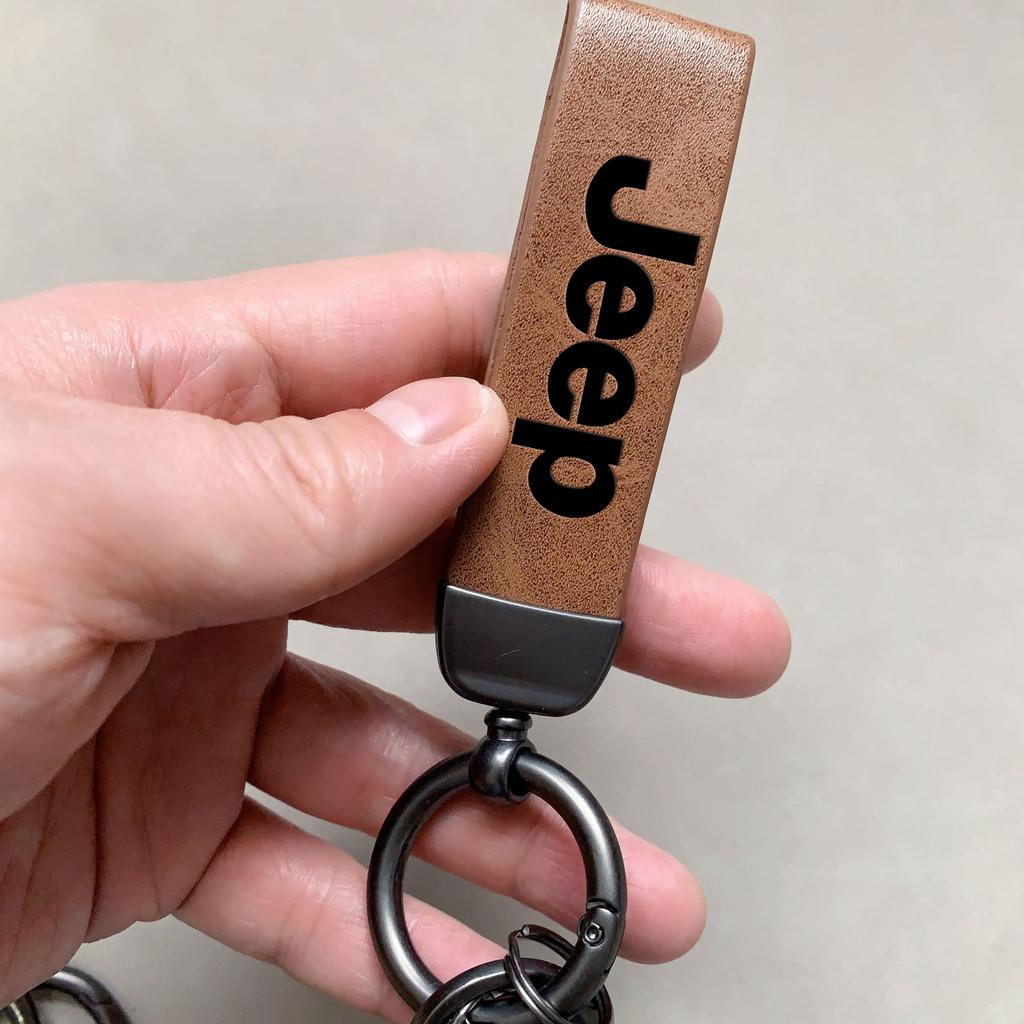 För Jeep Bil Vintage Läder Nyckelring Ring Zinklegering Kedja Nyckel För Jeep Grand Cherokee Wrangler JK Gladiator Compass Renegad