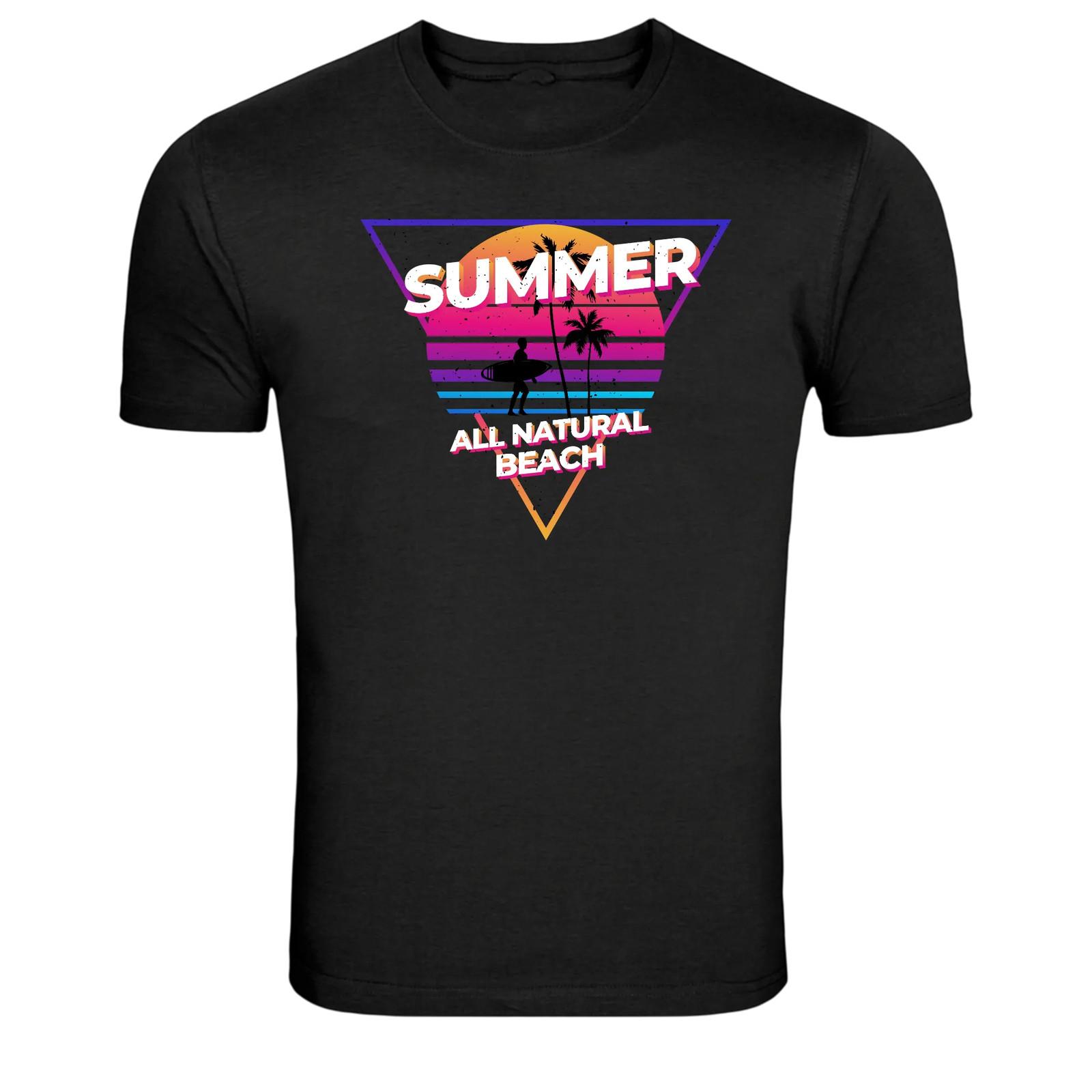 Summer All Natural Beach Retro Sunset Graphic T Shirt Vacation Tee XXL