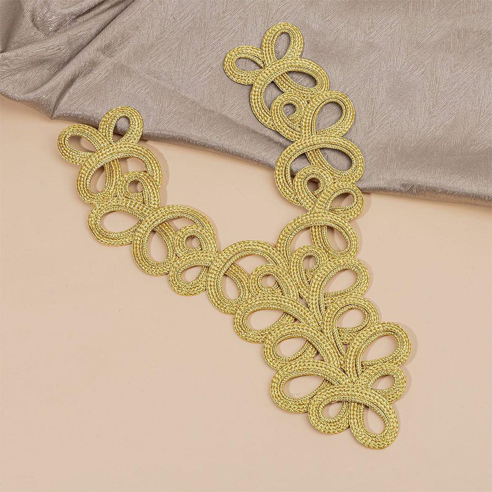 Golden Chinese Knot Buttons Handmade Tang Suit Buttons Chinese Frog Buttons  Handcraft Accessories