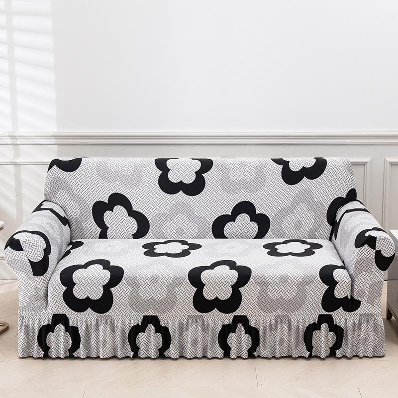 Printed Sofa Cover Stretch Couch Covers Patterned Slipcovers With Skirt Washable Spandex Furniture Protector For Living Room