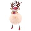 Christmas Deer Keychain Cute Reindeer Pom Pom Keyring Faux Fur Fluffy Plush Ball Charm for Handbag Backpack Purse Accessory