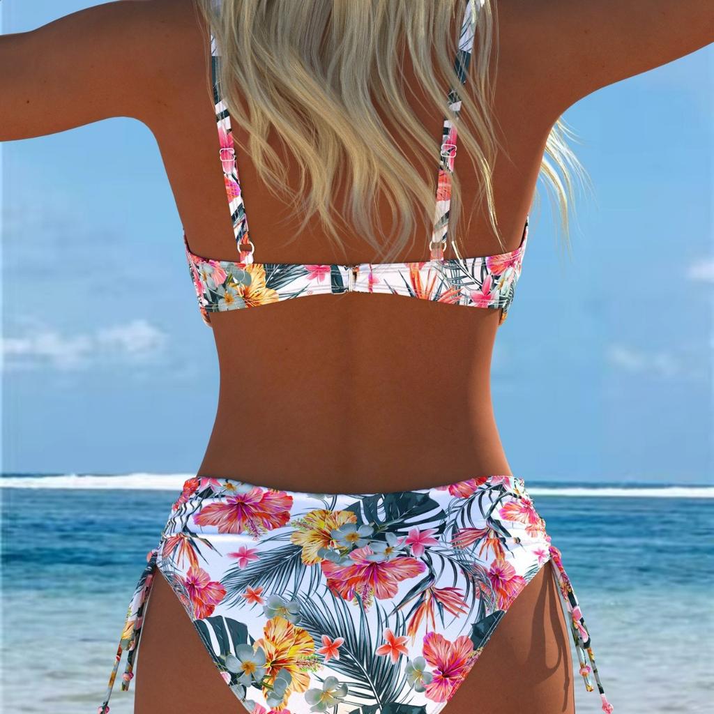 1011 Europäischer und amerikanischer Druck geteilter zweiteiliger Badeanzug Bikini Blumen-Serie sexy Strand
