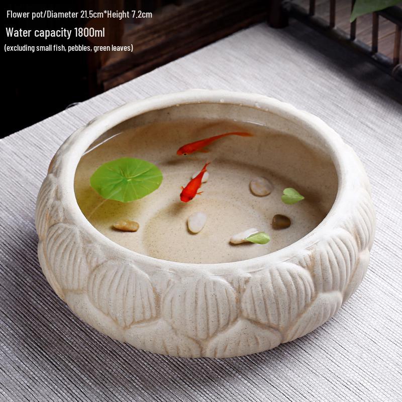 Большой керамический горшок для гидропонных цветов без дренажа  Лотос / Кувшинка  Other - Ceramic