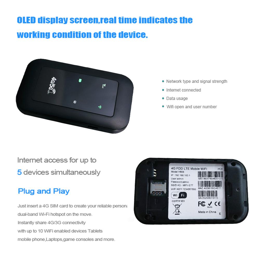 4G LTE Router 150Mbps WiFi Repeater Signal Amplifier Network Expander Mobile Hotspot Pocket Wireless Mifi Router SIM Card Slot