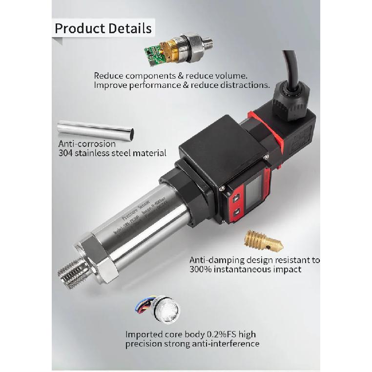 Digital Pressure Sensor 0-30bar 0-50ar 0-100bar Pressure Transmitter 4-20mA 0-10V RS485 M20*1.5 Digital Pressure Transducer