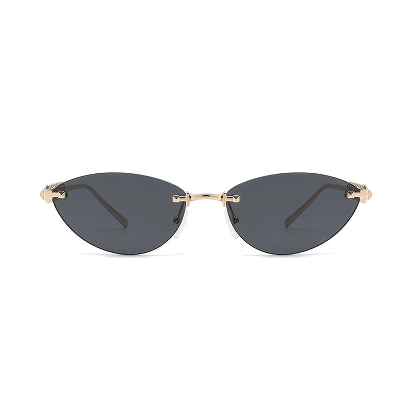 Cat Eye Fashion Rimless Design Sunglasses Female Brand Metal Sun Glasses Outdoors Casual Vacation Eyewear