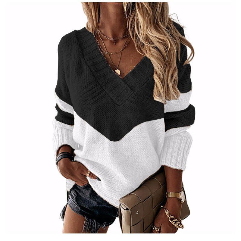 Solid Color Printed V-neck Long Sleeve Top Solid V-neck Long sleeve Top Women