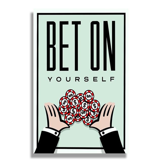 Monopoly Millionaire Money Canvas Decorative Painting Motivational Quote Art Poster Cartoon Figure Mural Home Wall Decor Picture