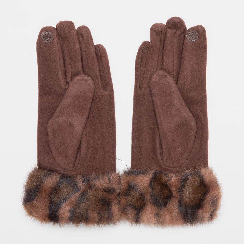 Gants tissu épais avec fausse fourrure imprimé léopard Femme GERARD PASQUIER