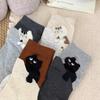 Cute Creative Designed Flocked Cat-themed Mid-calf Socks for Women Autumn and Winter Women Socks