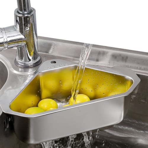 

Triangular Sink Drainer Basket | Stainless Steel Triangular Sink Drain Shelf | Triangular Corner Strainer Basket | Hanging Filter Drainer Rack | Multi